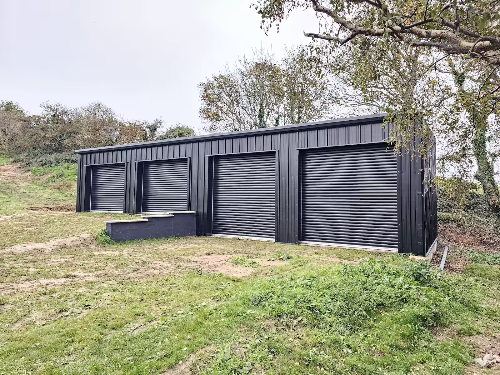 Galvanised steel roller shutter fitted to a commercial unit in Gateshead