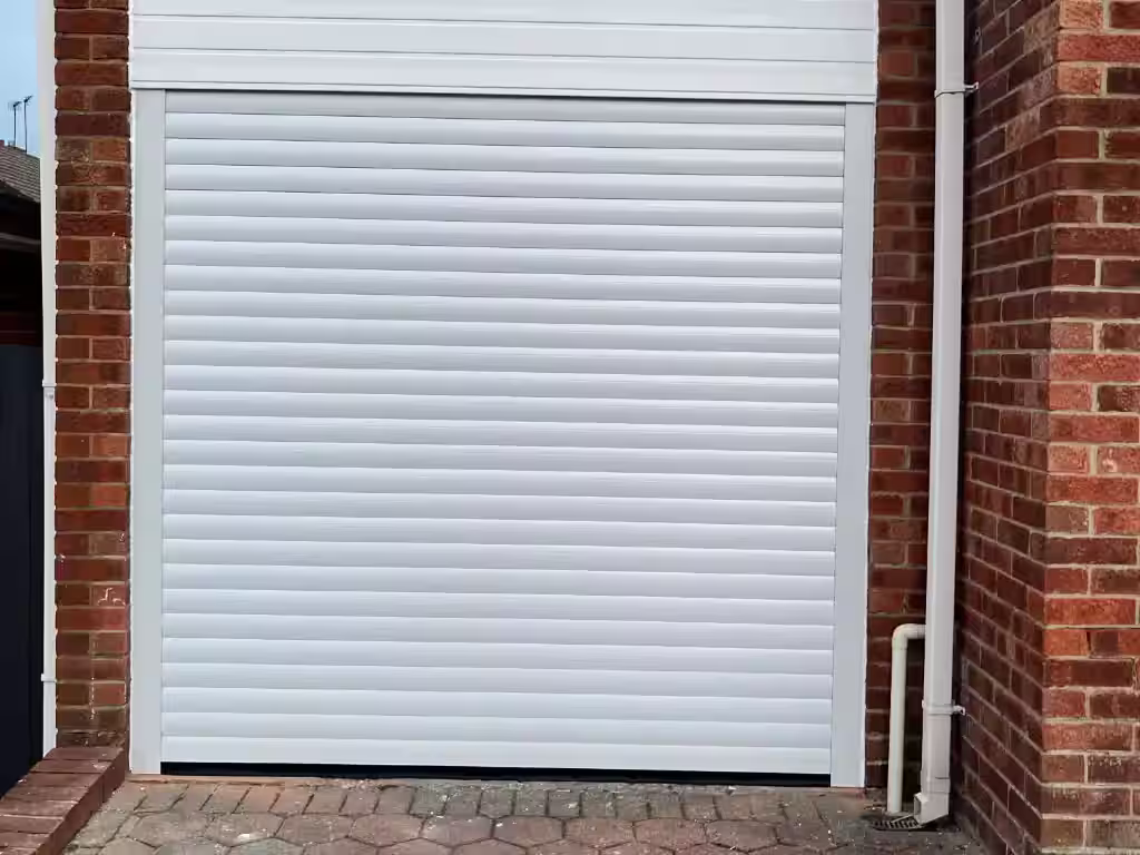 White roller shutter garage door